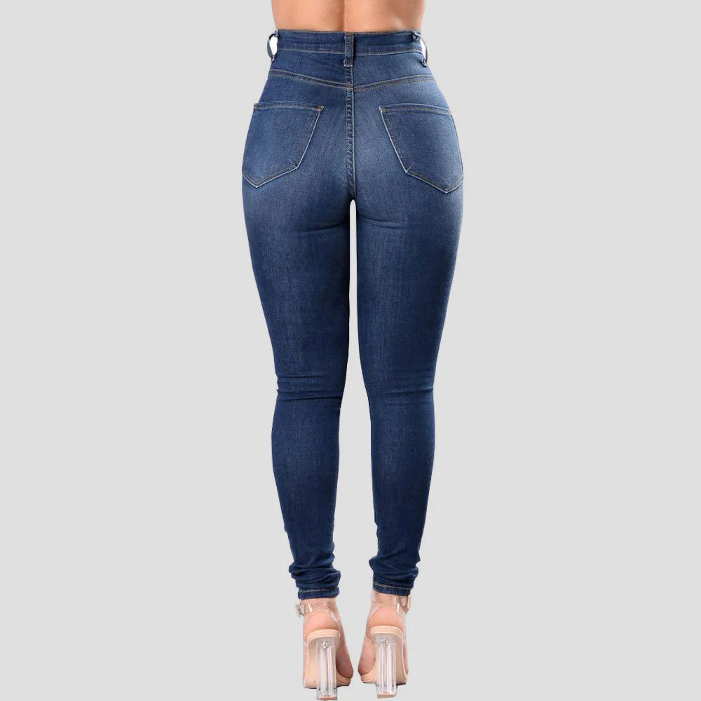2023 Autumn High Waist Ripped Jeans For Women Fashion Stretch Skinny Denim Pencil Pants Casual Slim Trousers S-3XL