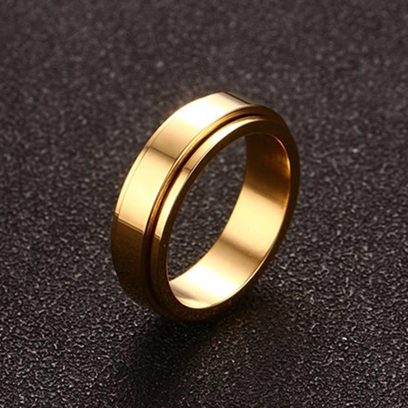 Vnox 8mm Rotatable Basic Ring for Men Black Stainless Steel Casual Male Anel Stylish Punk Spinner Alliance Jewelry