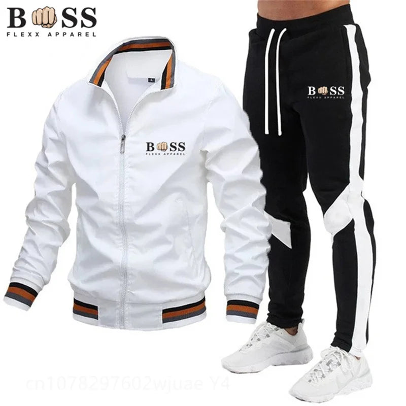 New Men's Tracksuits 2024 Men Sets Sweatshirt + Sweatpants Tracksuit Zipper Stand Collar Sports Suit Jogging Fitness Men Clothing