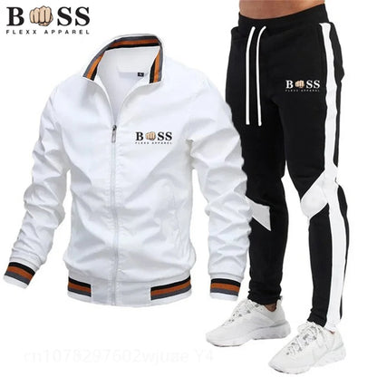 New Men's Tracksuits 2024 Men Sets Sweatshirt + Sweatpants Tracksuit Zipper Stand Collar Sports Suit Jogging Fitness Men Clothing