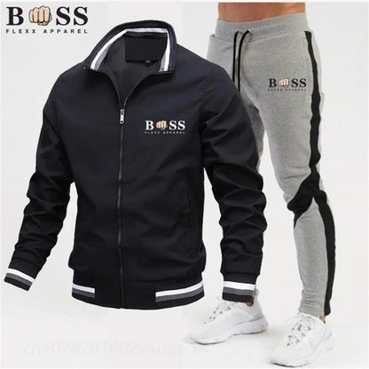 New Men's Tracksuits 2024 Men Sets Sweatshirt + Sweatpants Tracksuit Zipper Stand Collar Sports Suit Jogging Fitness Men Clothing