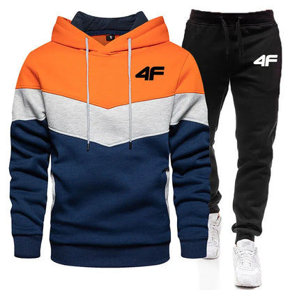 Fall Winter Fleece Thick Warm Men's Tracksuit Hoodies + Pants 2Pcs Sets Suit Sportswear Trend Fashion Hip Hop Men Clothing