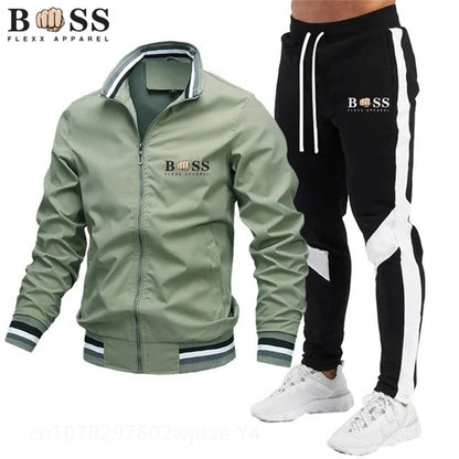 New Men's Tracksuits 2024 Men Sets Sweatshirt + Sweatpants Tracksuit Zipper Stand Collar Sports Suit Jogging Fitness Men Clothing