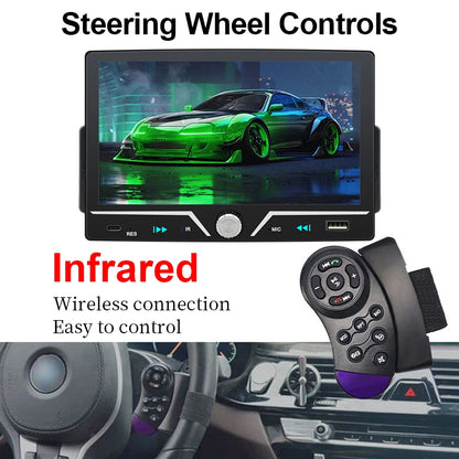 Hippcron 7" 1 Din Car Radio Stereo Wireless Carplay Android Auto HD IPS Touch Screen FM Receiver Supports USB Type-C Charging