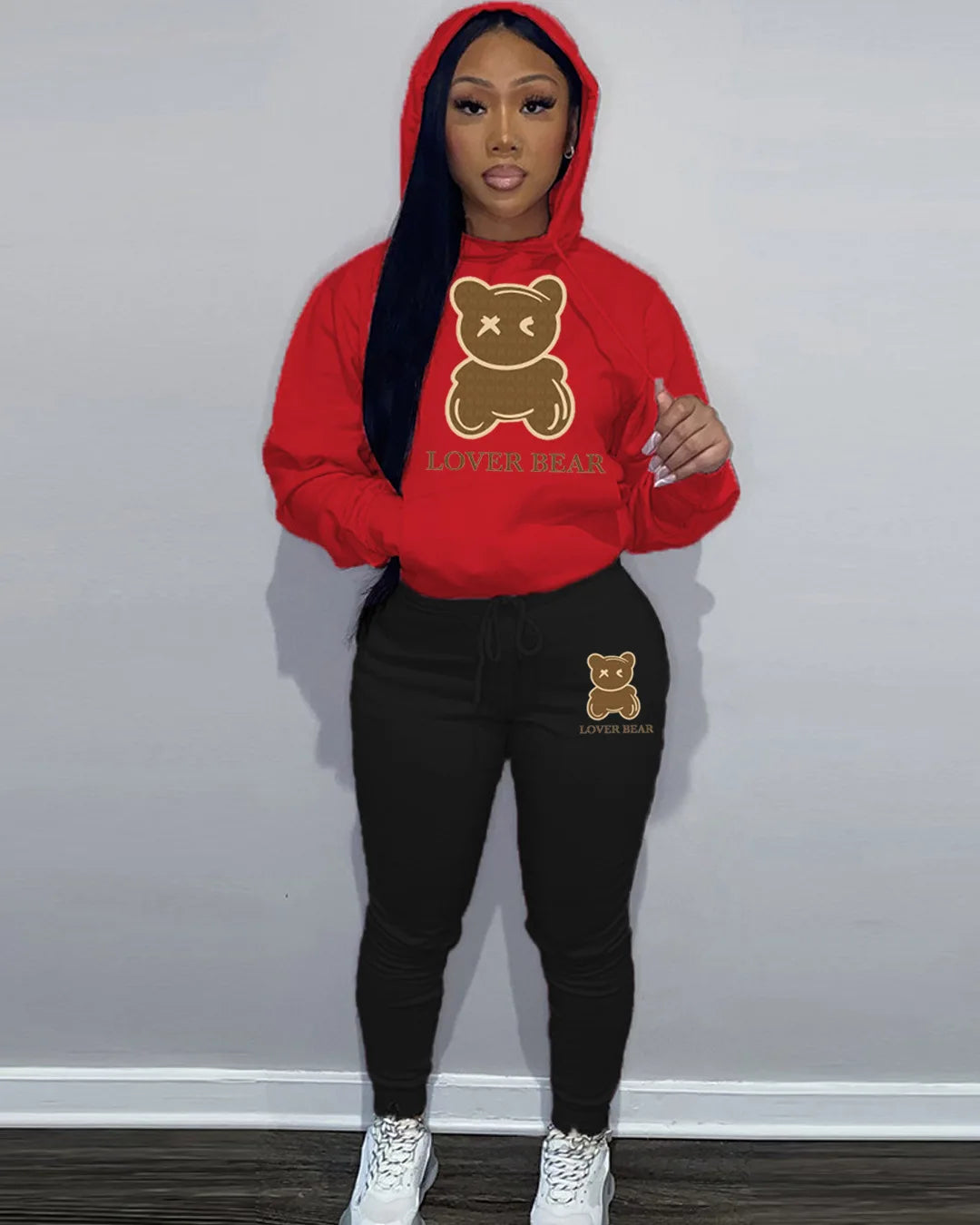 Autumn Fashion Letter Print Hoodie Sets Butterfly Letter Print Kangaroo Pocket Pants Sets Daily Casual Two Piece Tracksuit