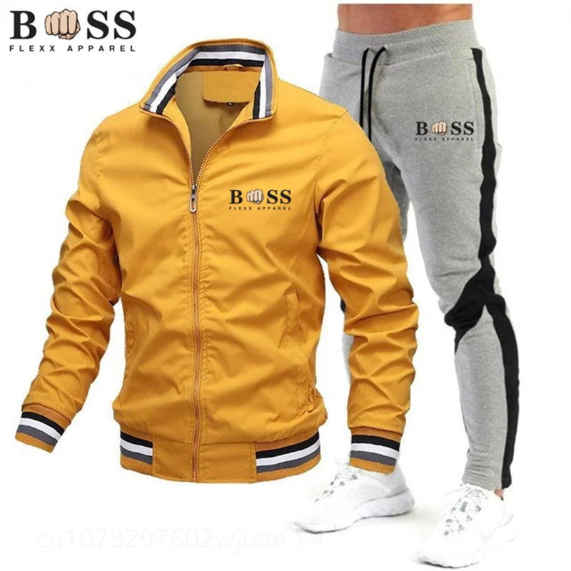 New Men's Tracksuits 2024 Men Sets Sweatshirt + Sweatpants Tracksuit Zipper Stand Collar Sports Suit Jogging Fitness Men Clothing