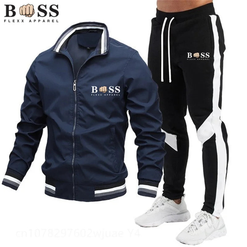 New Men's Tracksuits 2024 Men Sets Sweatshirt + Sweatpants Tracksuit Zipper Stand Collar Sports Suit Jogging Fitness Men Clothing