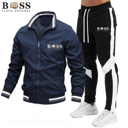 New Men's Tracksuits 2024 Men Sets Sweatshirt + Sweatpants Tracksuit Zipper Stand Collar Sports Suit Jogging Fitness Men Clothing