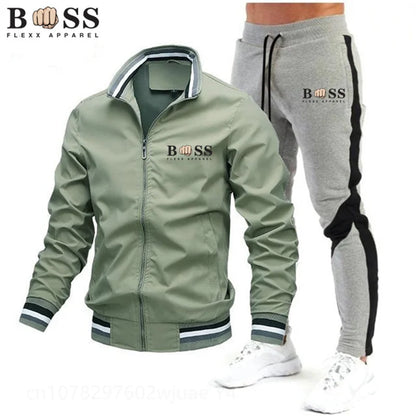 New Men's Tracksuits 2024 Men Sets Sweatshirt + Sweatpants Tracksuit Zipper Stand Collar Sports Suit Jogging Fitness Men Clothing