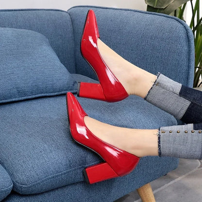 High-heeled Shoes for Women 2024 Pointed Shallow Mouth Shoes Women's Chunky Heel Fashion Shoes Plus Size 43 Zapatos Para Mujer