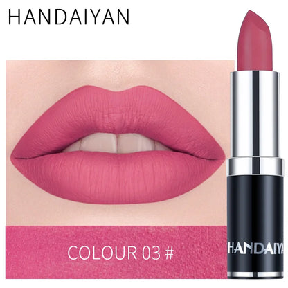 Handaiyan Sexy Nude Red Brown Purple Lip Gloss Matte Lip Gloss Velvety Lipstick Matte Waterproof Makeup Long Lasting Cosmetic
