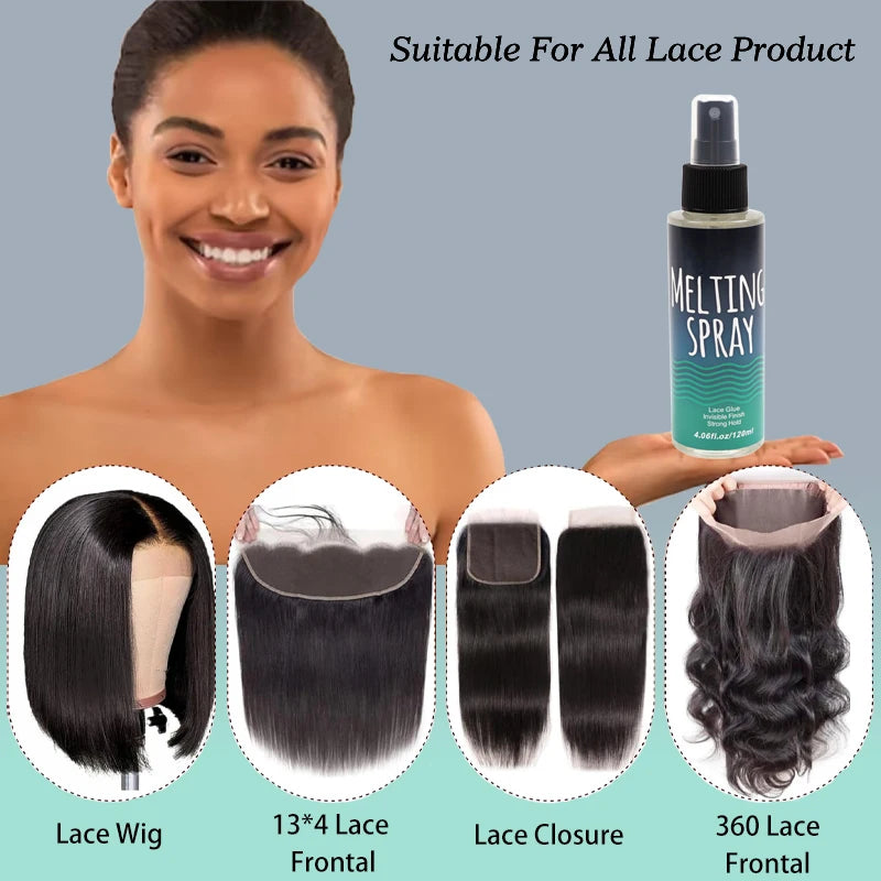 Super Hold Melting Spray Wig Adhesive Glue For Lace Frontal Closure Clear Glue Melting Spray For Lace Wigs Invisible Finishing