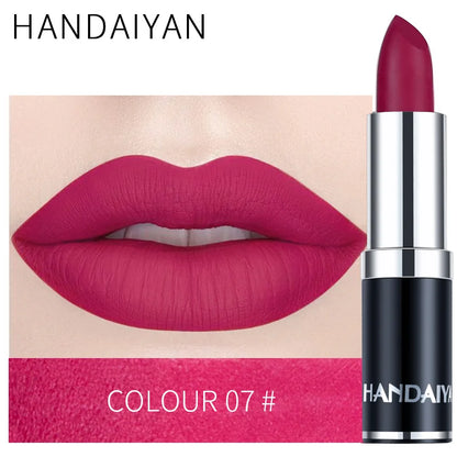 Handaiyan Sexy Nude Red Brown Purple Lip Gloss Matte Lip Gloss Velvety Lipstick Matte Waterproof Makeup Long Lasting Cosmetic