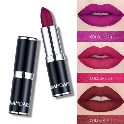 Handaiyan Sexy Nude Red Brown Purple Lip Gloss Matte Lip Gloss Velvety Lipstick Matte Waterproof Makeup Long Lasting Cosmetic