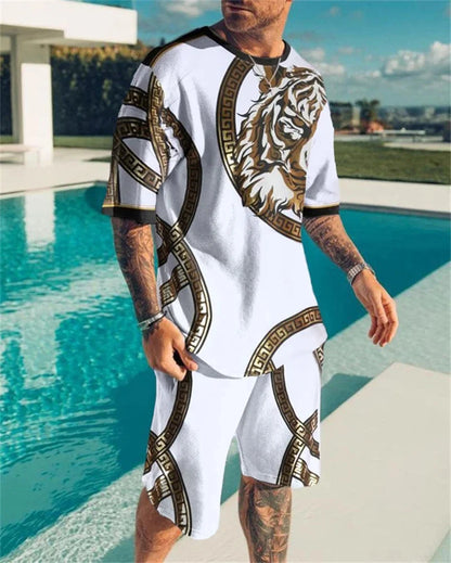 New Summer Men's Tracksuit Believe in Yourself T-shirt Shorts Set Sport Outfit Jogging Suit Oversized Clothes Outdoor Streetwear