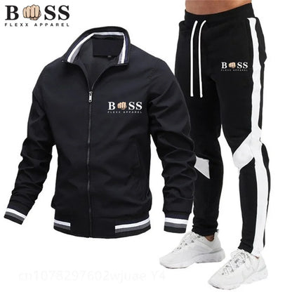 New Men's Tracksuits 2024 Men Sets Sweatshirt + Sweatpants Tracksuit Zipper Stand Collar Sports Suit Jogging Fitness Men Clothing