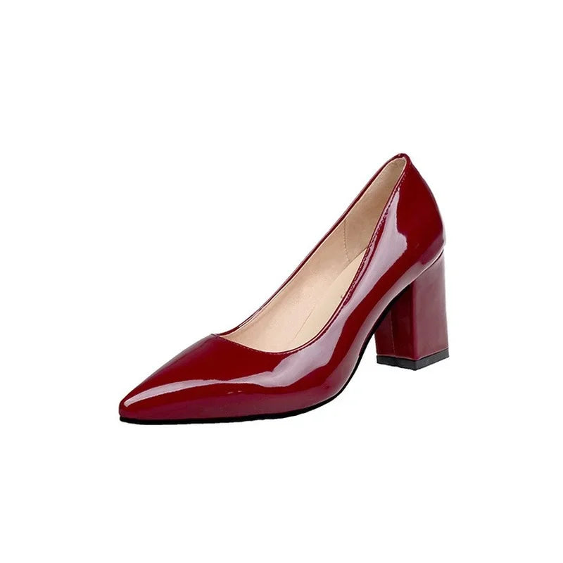 High-heeled Shoes for Women 2024 Pointed Shallow Mouth Shoes Women's Chunky Heel Fashion Shoes Plus Size 43 Zapatos Para Mujer