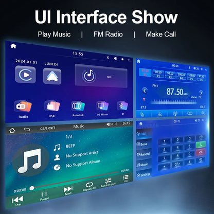 Hippcron 7" 1 Din Car Radio Stereo Wireless Carplay Android Auto HD IPS Touch Screen FM Receiver Supports USB Type-C Charging