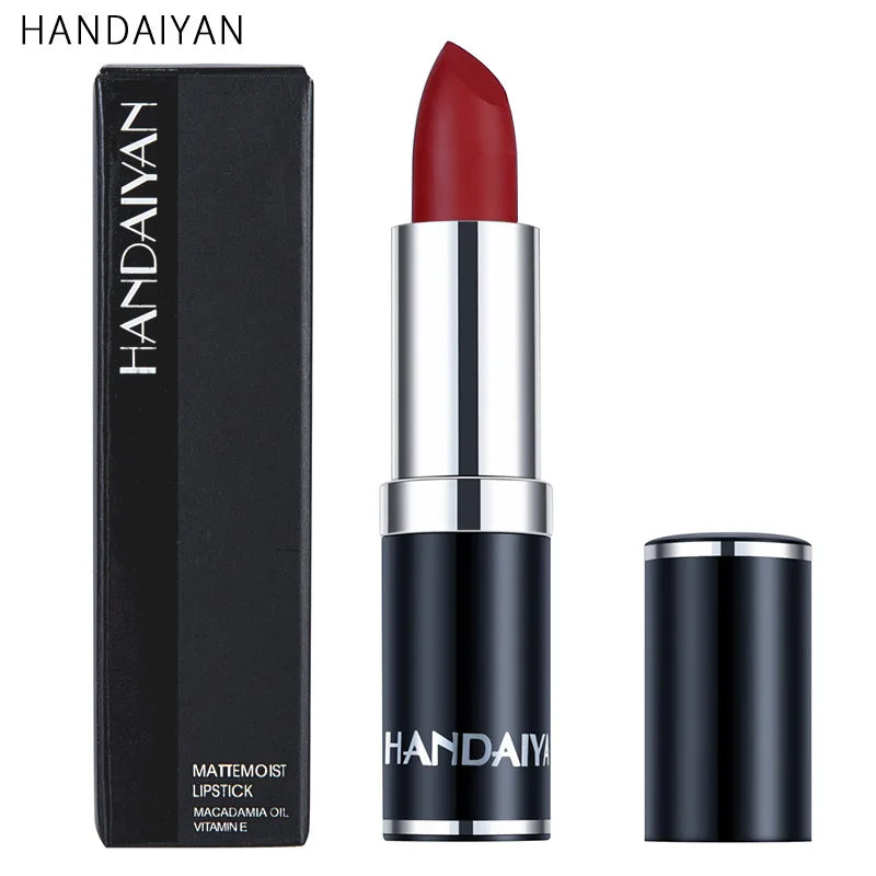 Handaiyan Sexy Nude Red Brown Purple Lip Gloss Matte Lip Gloss Velvety Lipstick Matte Waterproof Makeup Long Lasting Cosmetic