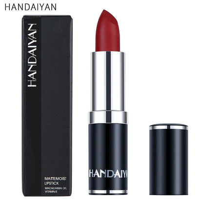 Handaiyan Sexy Nude Red Brown Purple Lip Gloss Matte Lip Gloss Velvety Lipstick Matte Waterproof Makeup Long Lasting Cosmetic