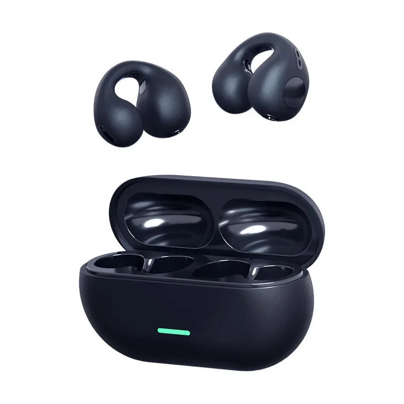 Microphone Sport Earphone Open Ear Bone Conduction Headphones Wireless Earbuds Bluetooth 5.3 Clip On Earbuds with HD Call